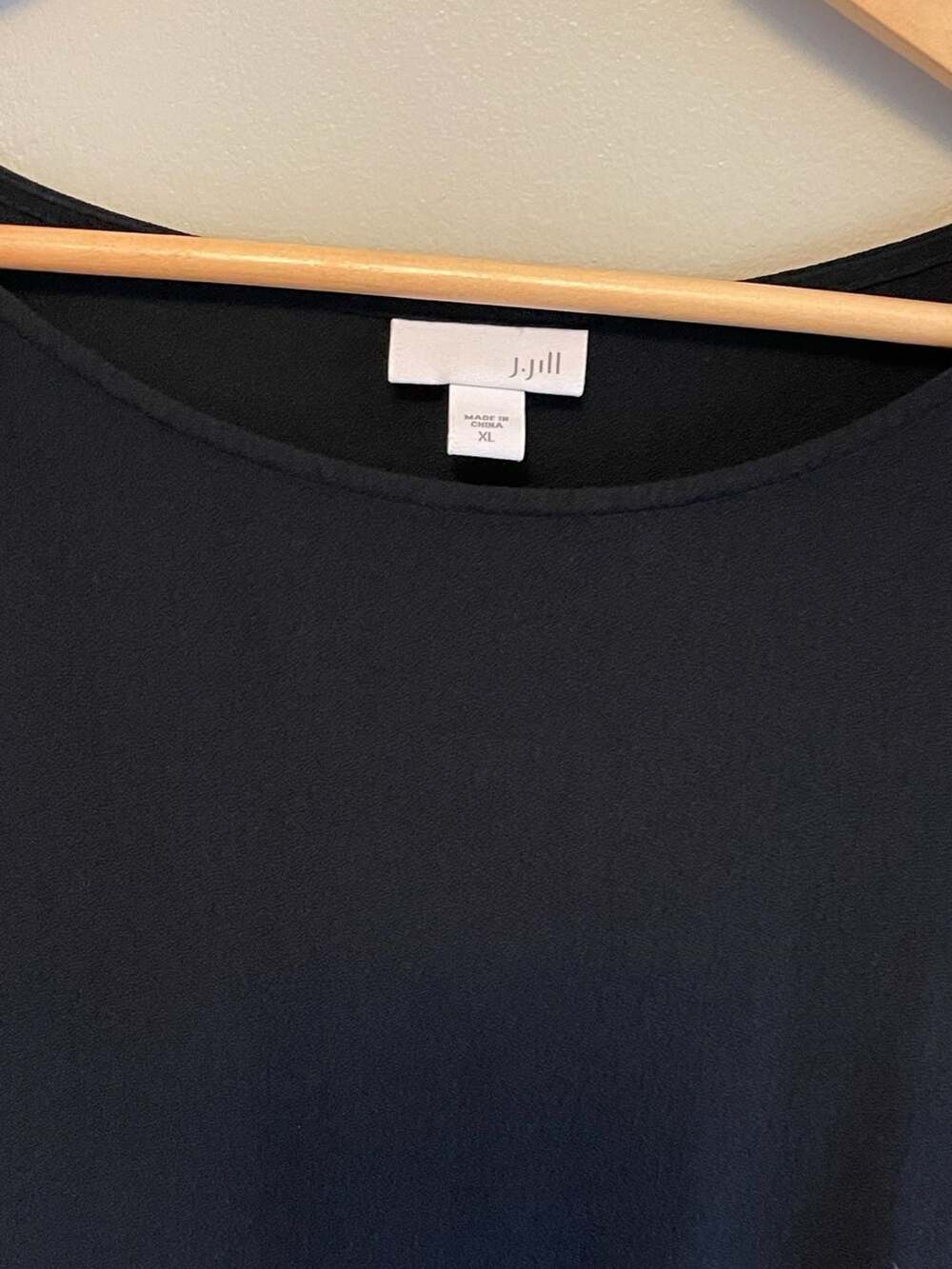 J. Jill Black Long Sleeve Tunic, Feminine Gathered Tier for Ruffles at Hem, Top - Picture 3 of 6